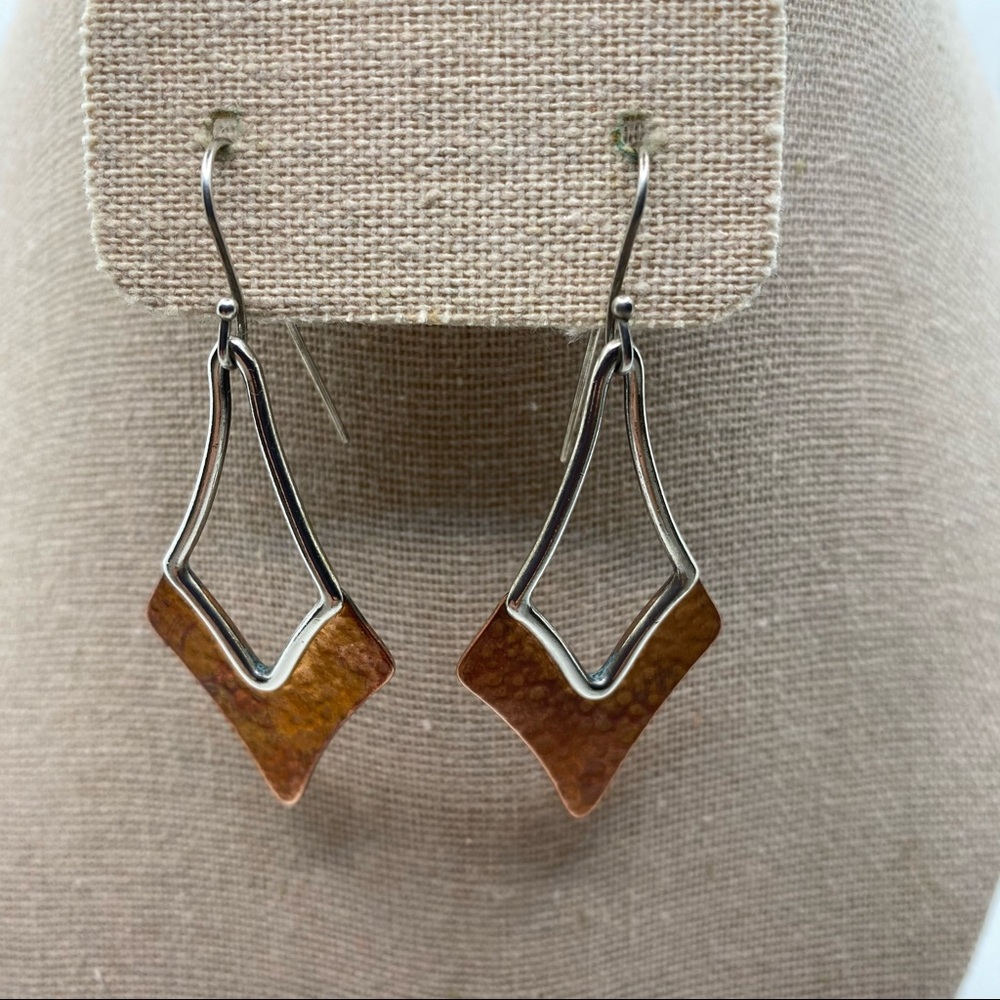JAMES AVERY COPPER STERLING SILVER ETRUSCAN EARRINGS EAR HOOKS RETIRED